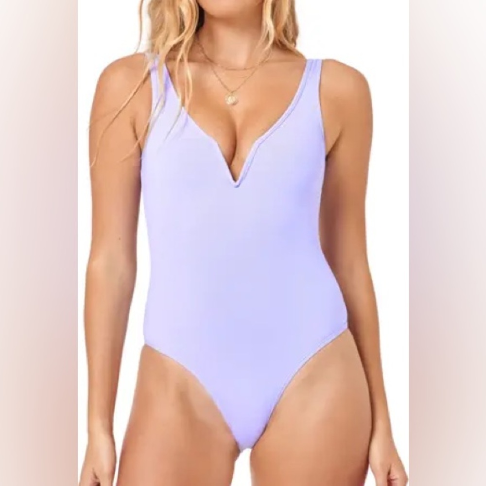NWT L*Space Coco classic one piece swimsuit in purple size small
